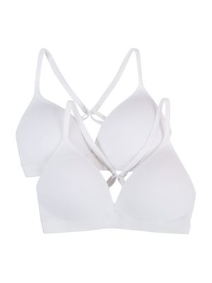 Fruit of The Loom Girls' Seamless Soft Cup Bra, 2-Pack, White/White, 32