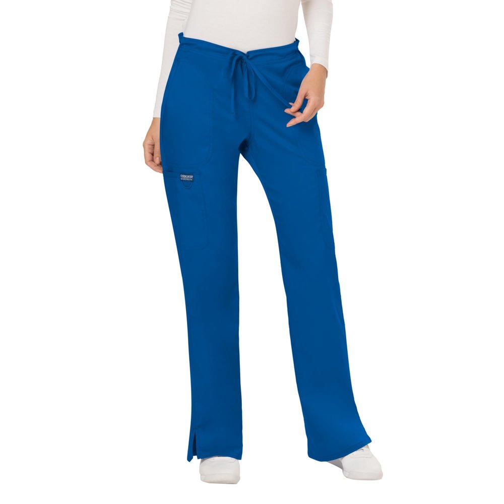 Cherokee Scrubs for Women Mid Rise Moderate Flare Drawstring Pant with 5 Pockets, Ultra Soft & Breathable Fabric - WW120 - WW120, XS, Royal