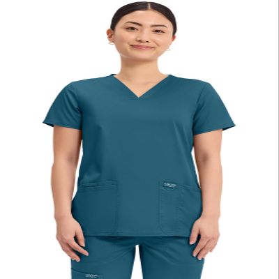 Cherokee Women's V-Neck Top, Caribbean Blue, XX-Small
