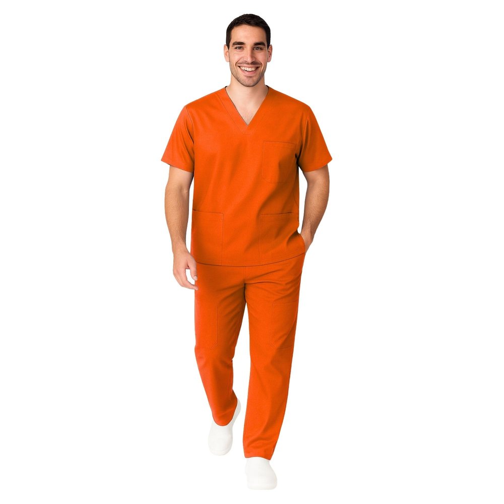 M&M SCRUBS Men Scrub Set Medical Scrub Top and Pants XXL Orange