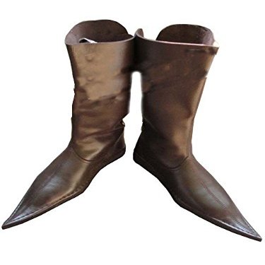 Medieval Leather Boots 3 Buckle Brown, Re-enactment Mens Shoe (BROWN, 11)
