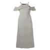 Bridesmaid Wedding Solid Ruffle Sleeve Maxi Dress Made in USA Silver Size M view 1