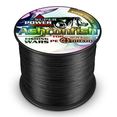Ashconfish Braided Fishing Line-4 Strands Super Strong PE Fishing Wire 500M/546Yards Multifilament Fishing String Ultra Power Heavy Tensile for Saltwater & Freshwater Fishing 25LB-Black