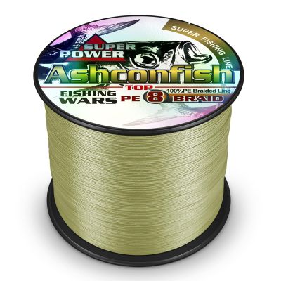 Ashconfish Braided Fishing Line- 8 Strands Super Strong PE Fishing Wire Heavy Tensile for Saltwater & Freshwater Fishing -Abrasion Resistant - Zero Stretch- 500M/547Yards 200LB Army Green