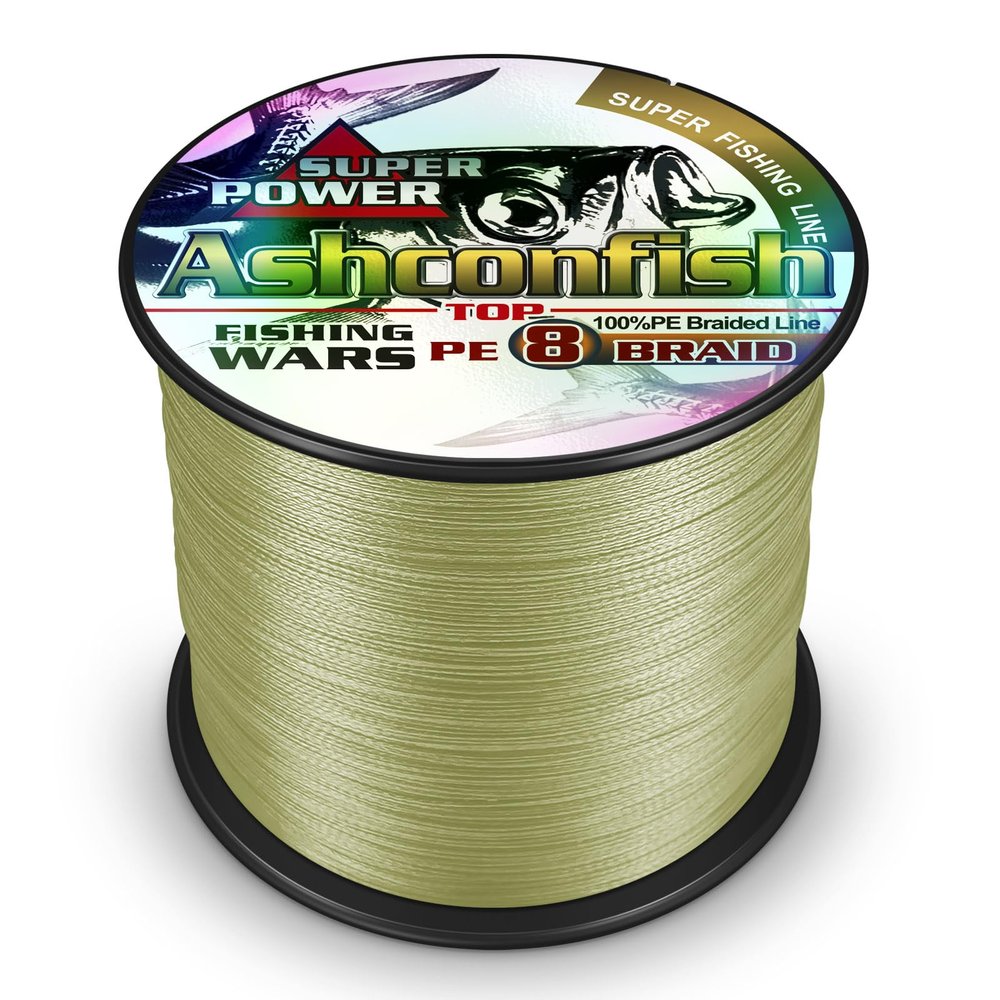 Ashconfish Braided Fishing Line- 8 Strands Super Strong PE Fishing Wire Heavy Tensile for Saltwater & Freshwater Fishing -Abrasion Resistant - Zero Stretch- 500M/547Yards 200LB Army Green
