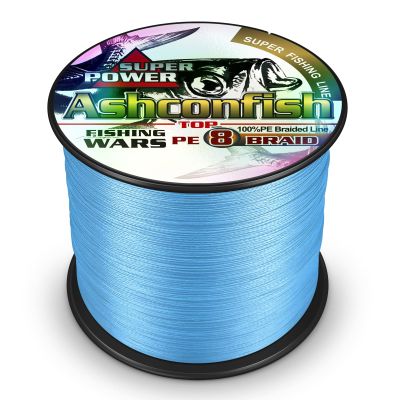 Ashconfish Braided Fishing Line- 8 Strands Super Strong PE Fishing Wire Heavy Tensile for Saltwater & Freshwater Fishing -Abrasion Resistant - Zero Stretch- 1500M/1640Yards 250LB Blue