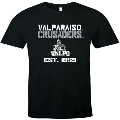 NCAA Valparaiso Crusaders Est Stack Jersey Short Sleeve T-Shirt, Black,Small