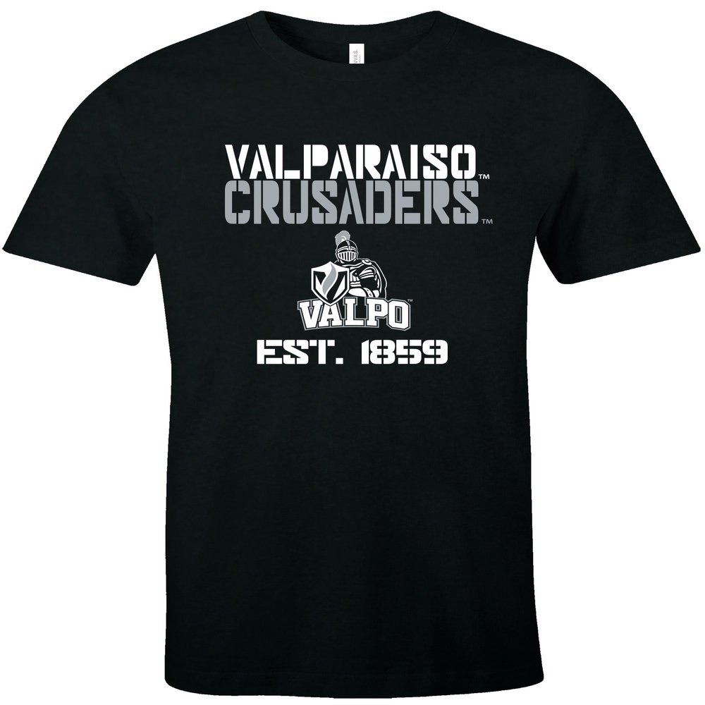 NCAA Valparaiso Crusaders Est Stack Jersey Short Sleeve T-Shirt, Black,Small