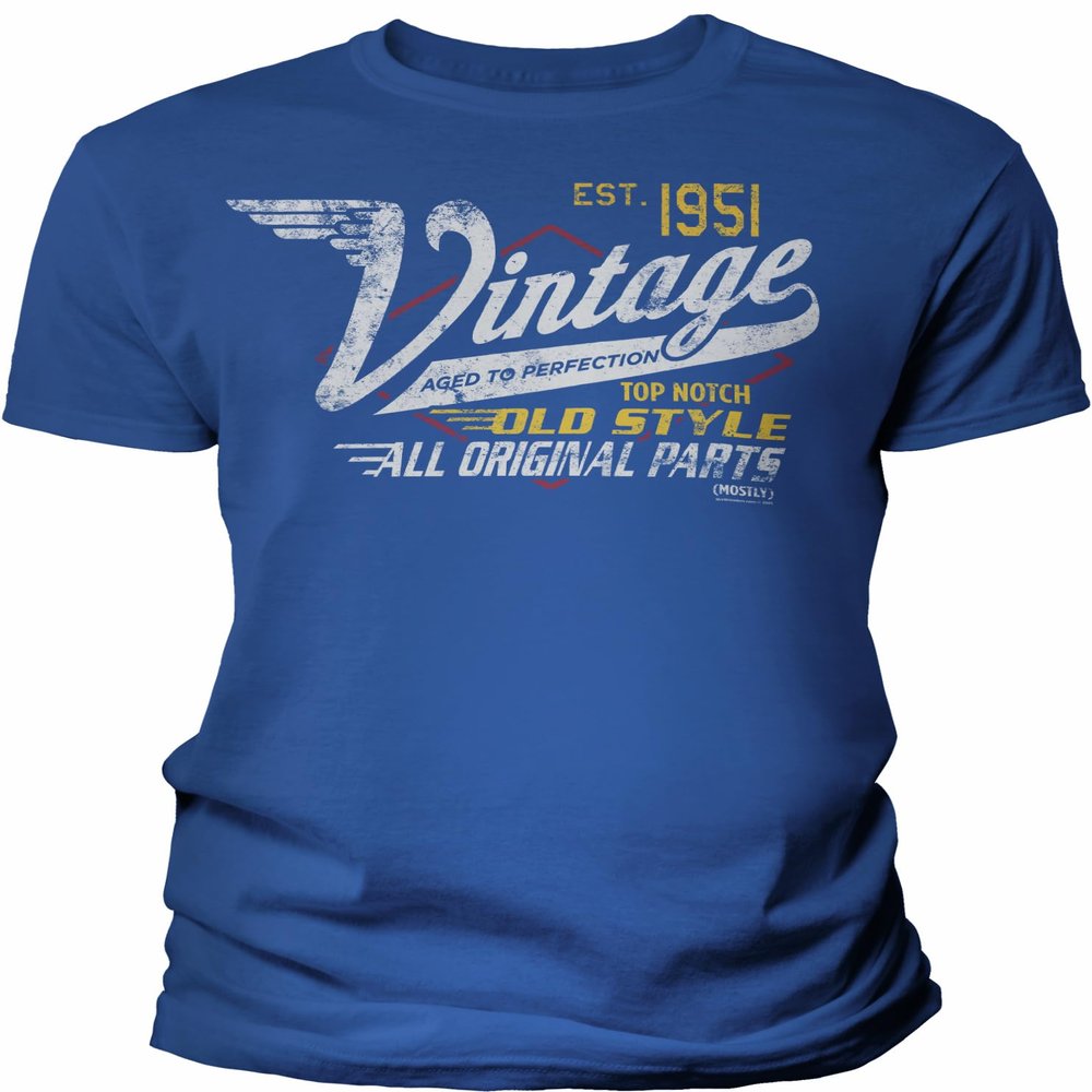 75th Birthday Gift Shirt for Men - Vintage 1951 Aged to Perfection - Racing - Royal-4X