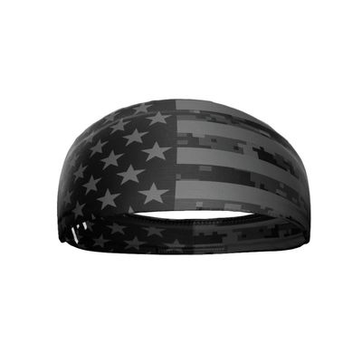 Unisex Headband/Sweatband. Best for Sports, Fitness, Working Out, Yoga. Tapered Design. (Shadow USA Flag 2.0)