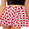 Sister Amy Women's Pleated Elastic Waist Band Flared Printed Midi Skater Sweaty Heart US L view 1