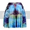 Sister Amy Women's Pleated Elastic Waist Band Flared Galaxy Print Midi Skater Blue/Green US XXXL view 2