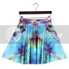 Sister Amy Women's Pleated Elastic Waist Band Flared Galaxy Print Midi Skater Blue/Green US XXXL view 3