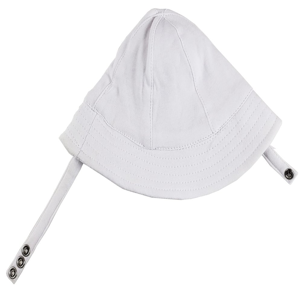 1140 Bambini Baby Unisex Cotton Interlock Snap Chin-Strap Sun Hat (6-12MO, White)