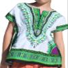 RaanPahMuang Childs African Dashiki Festival Bright Cotton Open Collar Shirt, Small, White with Green view 1