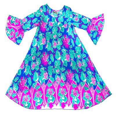 Rainbow Jo Womens Hawaiian Flared Sleeve Rayon Swing Dress (L, Springtime Ohia)