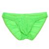 FEESHOW Men's Silky Bikini Briefs Bulge Pouch Underwear Swimwear Ruched Back (Fluorescent Green, one Size) view 1