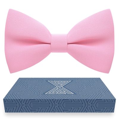 Bow Tie House Men's Classic Pre-Tied Bow Tie Formal Solid Tuxedo (Large, Pink)