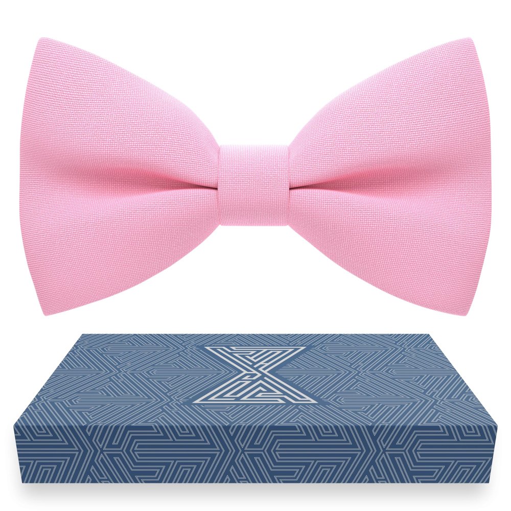 Bow Tie House Men's Classic Pre-Tied Bow Tie Formal Solid Tuxedo (Large, Pink)
