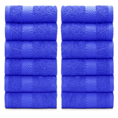 BY LORA 1 Dozen Terry Cotton Washcloths Set Soft & Absorbent Face Towels for Bathroom, Spa & Gym 100% Cotton, Fast Drying, Ideal for Makeup Removal, Cleaning & Everyday Use - Royal Blue