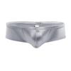 FEESHOW Men's Shiny Low Rise Bikini Briefs Bulge Pouch Cheeky Underwear Swimwear Silver-gray XX-Large (waistline:32.0-42.0") view 1