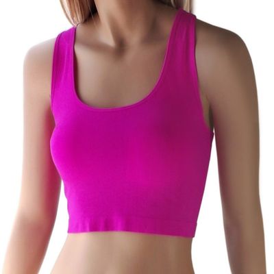 3-Pack Racerback Seamless Crop Top, BlkWhtPur-OS