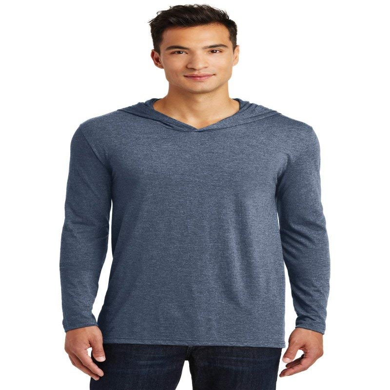 District Made Mens Perfect Tri Long Sleeve Hoodie. DM139 Navy Frost 2XL
