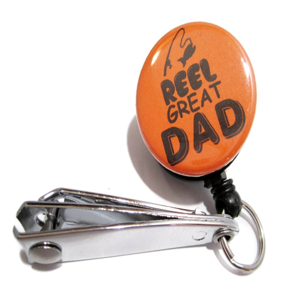 ATLanyards Reel Great Dad, Retractable Fishing Cutters, Fishing Clippers, Dad Gift, Orange 81
