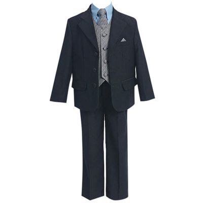 HBDesign Boys 2 Piece 3 Button Notch Lapel Fit Casual Boys Suite Dark Navy Blue