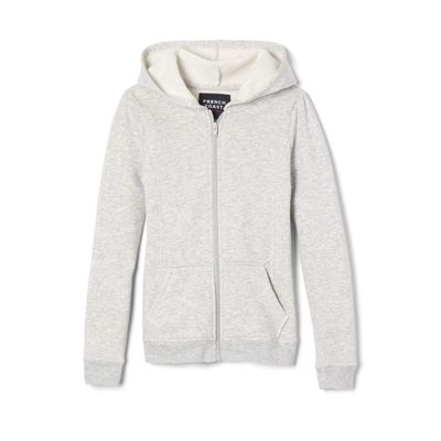 French Toast Girls' Zip Front Fleece Hoodie, Heather Gray, 2T