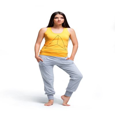 Ecofabric Shirt and Joggers 2 Piece Set Amber by Vivid Spirit (Small) Grey Yellow