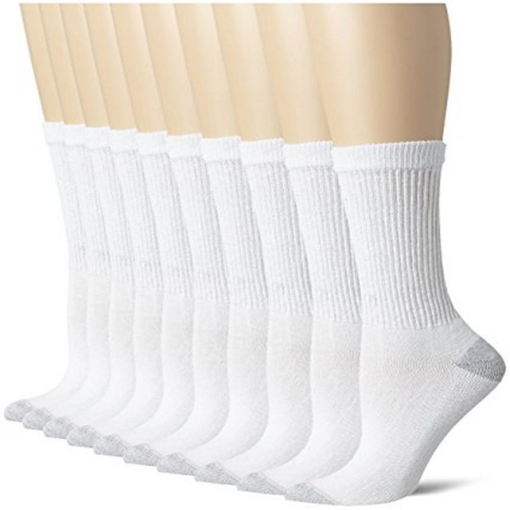 davido Women socks crew made in italy 100% cotton 8 pairs (9-11, white/gray)