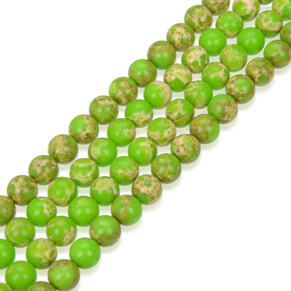1 Strand Adabele Natural Peridot Green Impression Aqua Terra Jasper 10mm Round Loose Beads Sea Sediment Gemstone Spacer for Craft Jewelry Making (35-37pcs) GX6-10