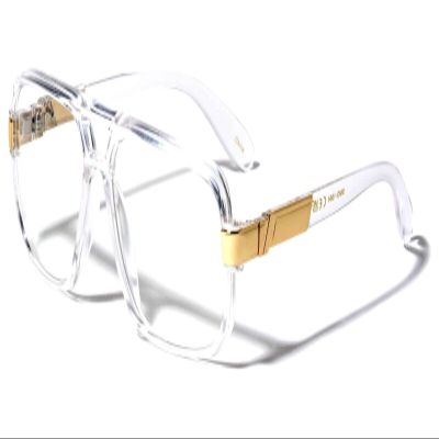 Dweebzilla Gazelle Swag Square Oversized Sunglasses w/Clear Lenses (Clear & Gold, Clear)