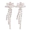 Grace Jun Bridal Silver Plated Rhinestone Crystal Long Tassel Clip on earrings Non Piercing for Women Cuff Earrings(50) view 1
