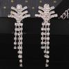 Grace Jun Bridal Silver Plated Rhinestone Crystal Long Tassel Clip on earrings Non Piercing for Women Cuff Earrings(50) view 2
