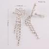 Grace Jun Bridal Silver Plated Rhinestone Crystal Long Tassel Clip on earrings Non Piercing for Women Cuff Earrings(50) view 3