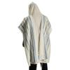 100% Wool Tallit Prayer Shawl in Light Blue Silver Stripes Size 55" L X 75" W view 1