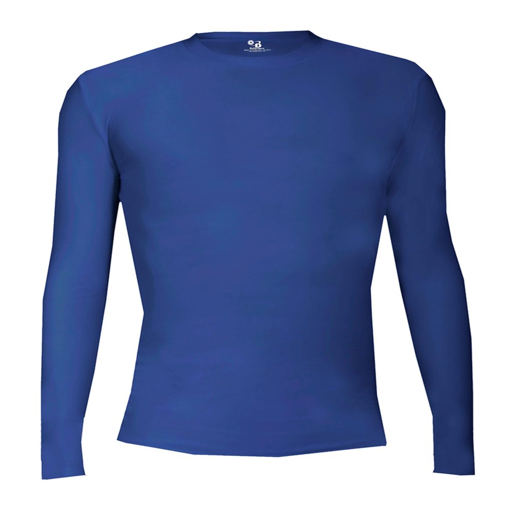 Badger Sports Pro Compression L/S Crew Royal Blue Small