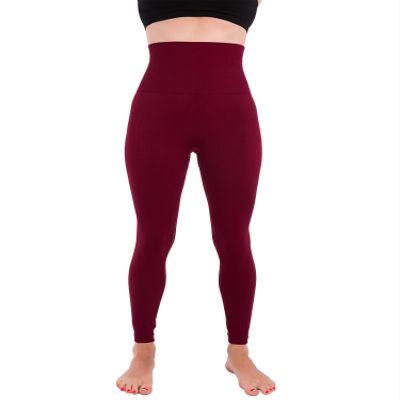 Homma High Waist Compression Leggings for Women Tummy Control Postpartum Leggings Seamless Yoga Workout Pants Burg XL Burgundy