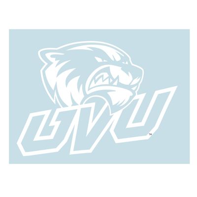 Utah Valley Decal (WHT UVU WOLF HEAD DECAL (4",6",12"), 6 in)