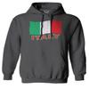0039. Italia Vintage Distressed Italy Italian National Flag Sweatshirt Pullover Hoodie (Characoal, Medium) Charcoal view 1
