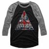 American Classics Def Leppard 80s Heavy Metal Band RocknRoll Brit Flag Logo Adult Raglan T-Shirt (Vintage Black/Premium Heather) view 1