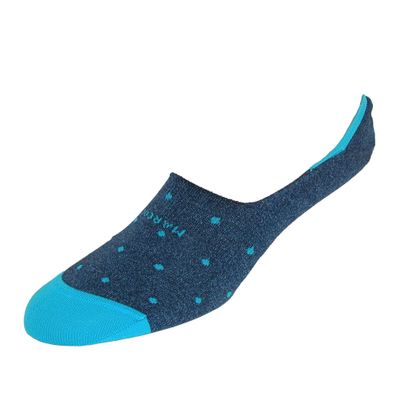 Marcoliani Milano Invisible Touch Polka Dot Pima Cotton Mens Socks, (One Size) Blue