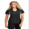 SPORT-TEK Women's Side Blocked Micropique Sport-Wick Polo Black/White view 1