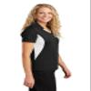 SPORT-TEK Women's Side Blocked Micropique Sport-Wick Polo Black/White view 2