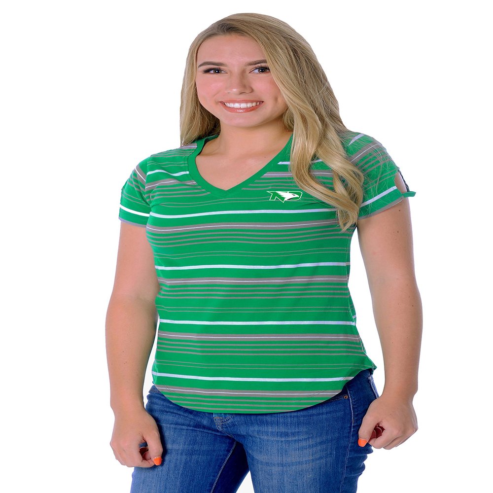 NCAA North Dakota Women's Tailgate Tee, Kelly Green/White, X-Large