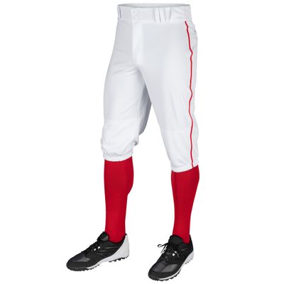 CHAMPRO boys Pipe Triple Crown Polyester Knicker with Braid, White, Scarlet Pipe, Small US