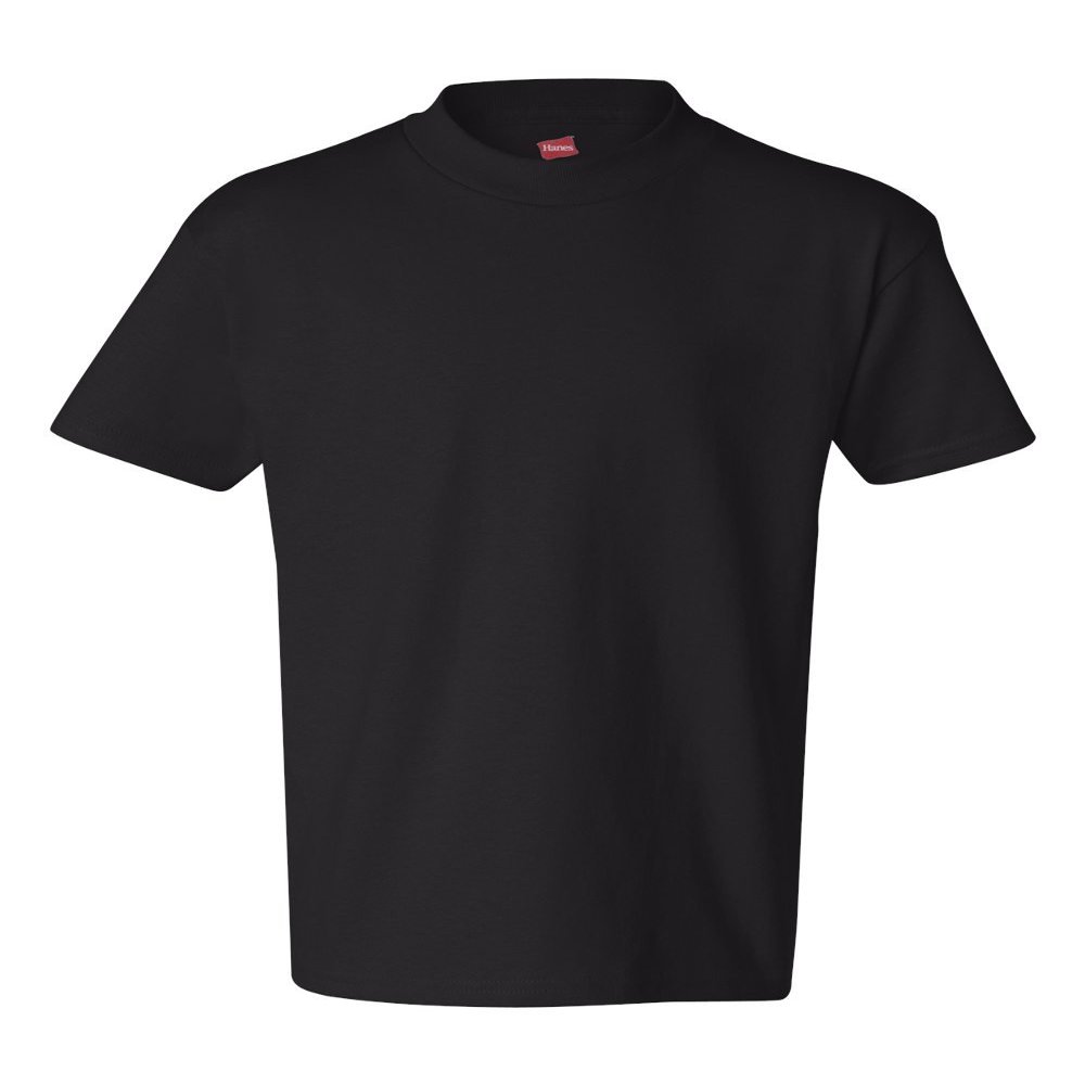Hanes Authentic Tagless Kid`s Cotton T-Shirt Black