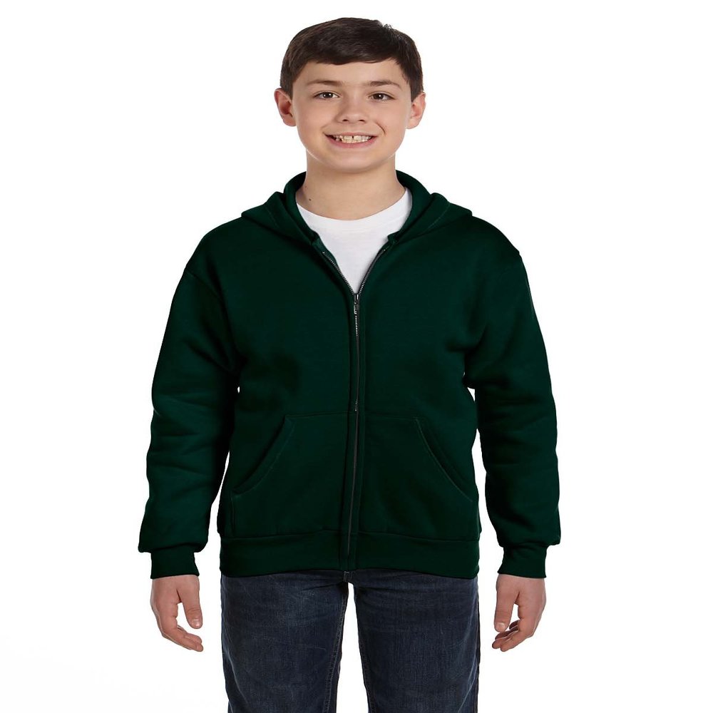 Hanes by ComfortBlend EcoSmart Full-Zip Kids' Hoodie Sweatshirt, Deep Forest, XL